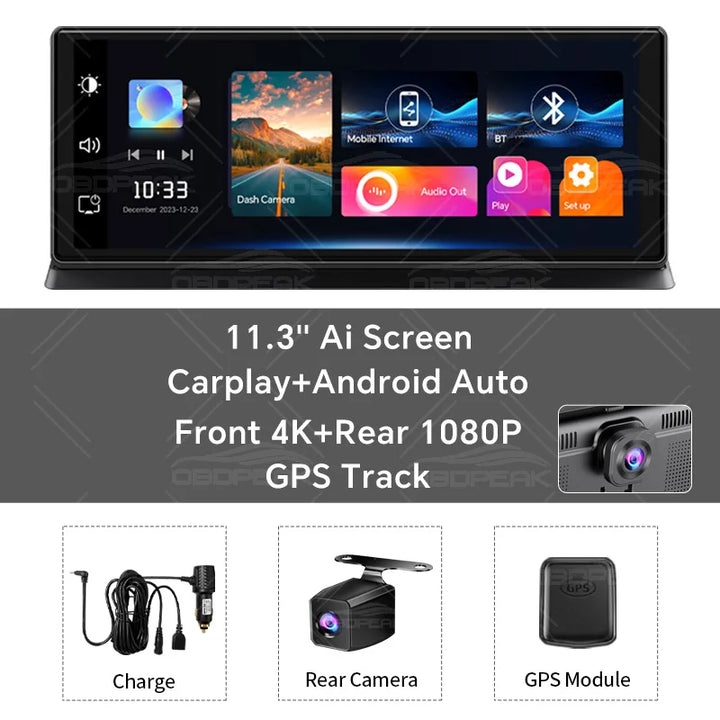4K Wireless Carplay Android Auto Car DVR Dash Cam - Carmodza.com