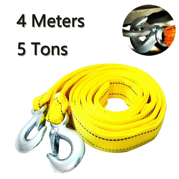 Heavy Duty 5 Ton Tow Strap | 4M Car Recovery Rope with Hooks - Carmodza.com