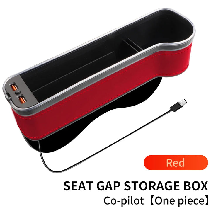 LED Car Seat Gap Organizer with USB, Cup Holder & 7-Color Light - Carmodza.com