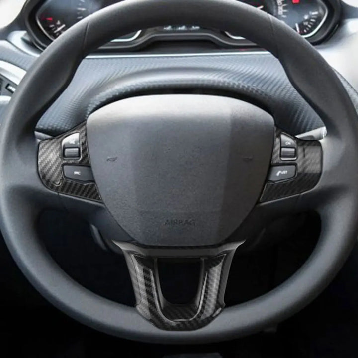 Peugeot 208 2008-2018 Steering Wheel Trim Cover - Glossy Silver ABS - Carmodza.com