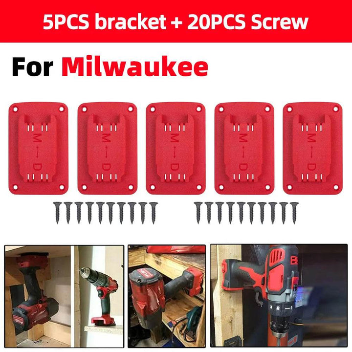 Power Tool Wall Mount Holder for Makita, Milwaukee & Dewalt (5-Pack) - Carmodza.com