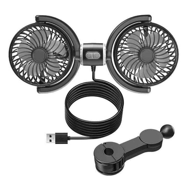 Car Headrest Cooling Fan - SEAMETAL Dual-Head USB - Carmodza.com