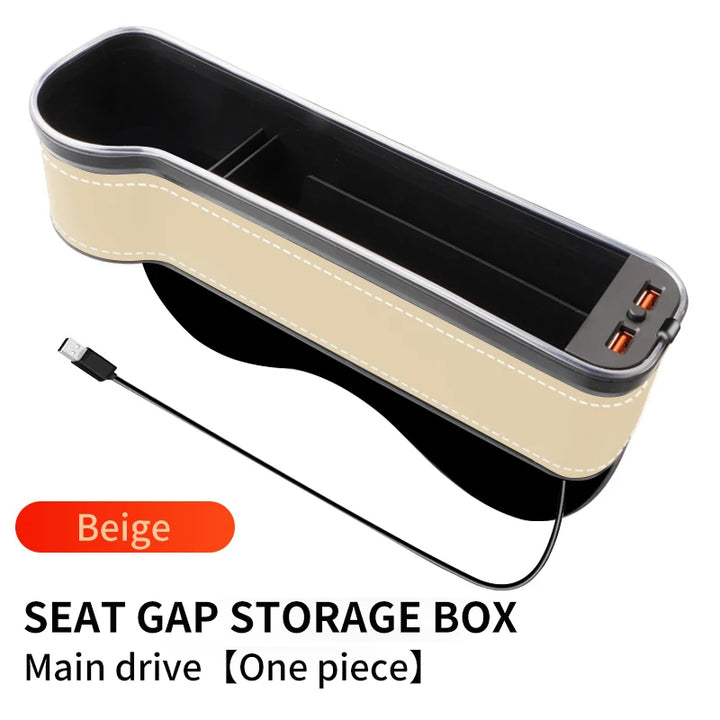 LED Car Seat Gap Organizer with USB, Cup Holder & 7-Color Light - Carmodza.com