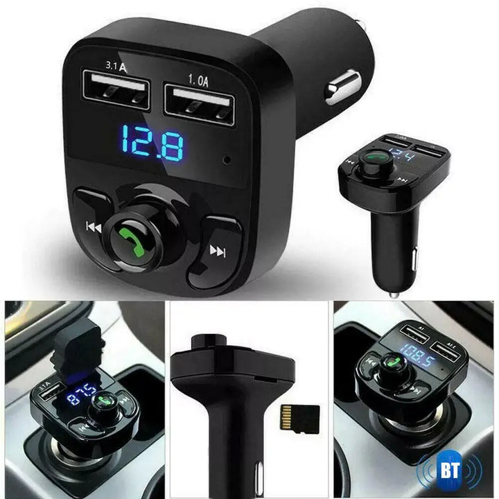 Bluetooth FM Transmitter Car Kit with 3.1A Dual USB & Hands-Free - Carmodza.com