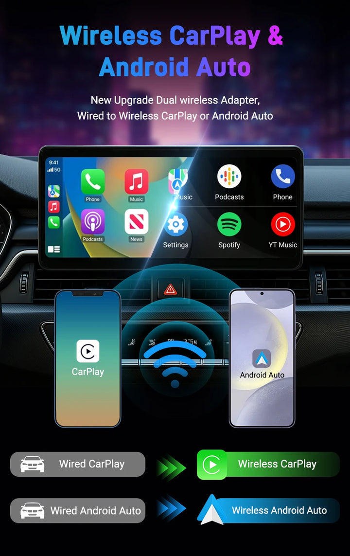Wireless CarPlay Android Auto Adapter | 2-in-1 USB Dongle - Carmodza.com