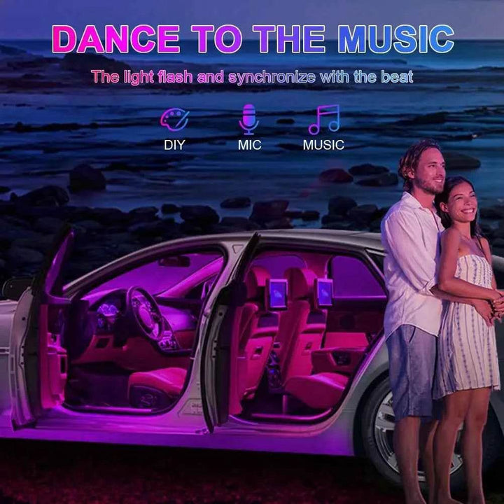 Car Interior Ambient Lighting Kit - USB Music Sync LED Strip Lights - Carmodza.com