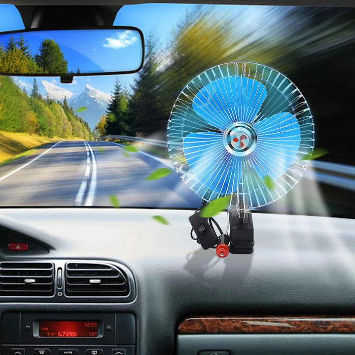 8 Inch Air Cooling Fan 12V/24V 15W Electric Car Oscillating Fan Low Noise Summer Cooling Fan Rotation Adjustable Clip-On Car Fan