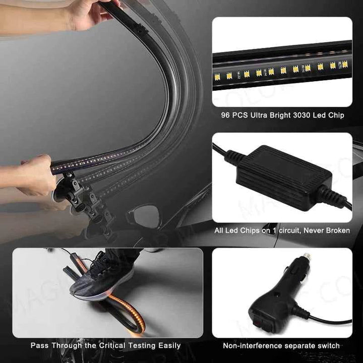 Emergency Windshield Strobe Light Bar with 96 LEDs for Cars & Trucks - Carmodza.com