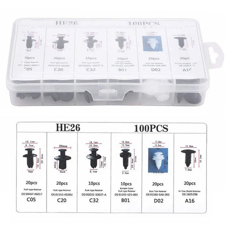 Universal Car Retainer Clips Kit | 100pcs Auto Body Fasteners - Carmodza.com
