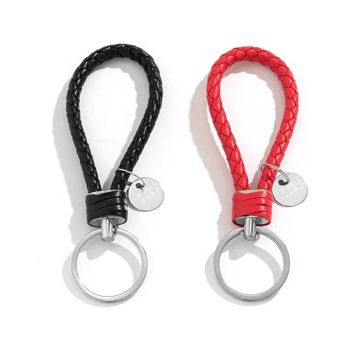 Braided Leather Car Keychain | Stylish Woven Rope Keyring - Carmodza.com