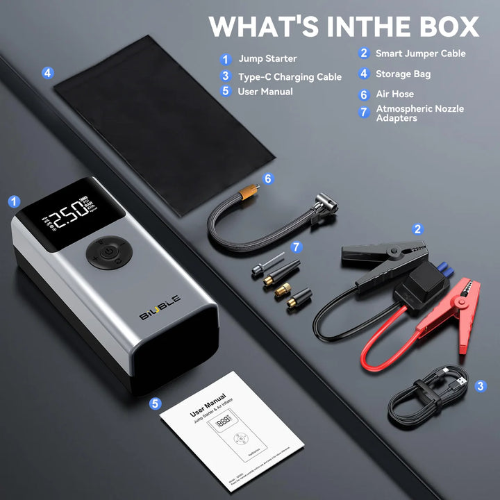 4 In 1 Car Jump Starter 7500A PowerBank with 150PSI Air Pump and 12V Battery Booster for 10.0L Gasoline and 8.0L Diesel Engines - Carmodza.com