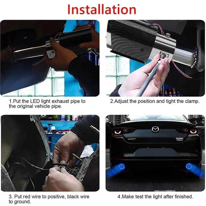 Universal Car Exhaust Muffler Pipe LED Red/Blue Light Tail Tip - Carmodza.com
