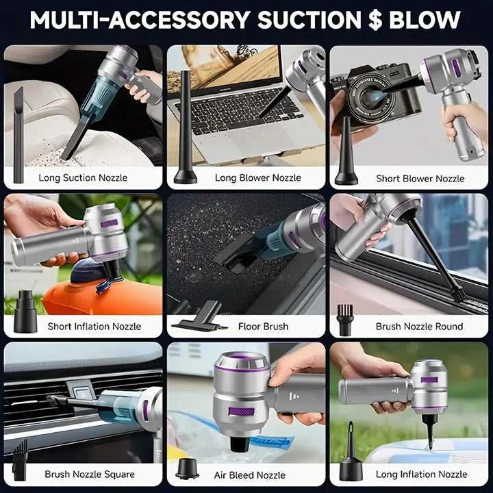 6-in-1 Wireless Car Vacuum Cleaner | 9000Pa Suction & Blower - Carmodza.com