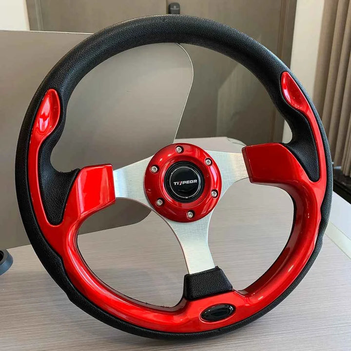 Universal Racing Steering Wheel 13-Inch Sport PU Leather Grip - Carmodza.com