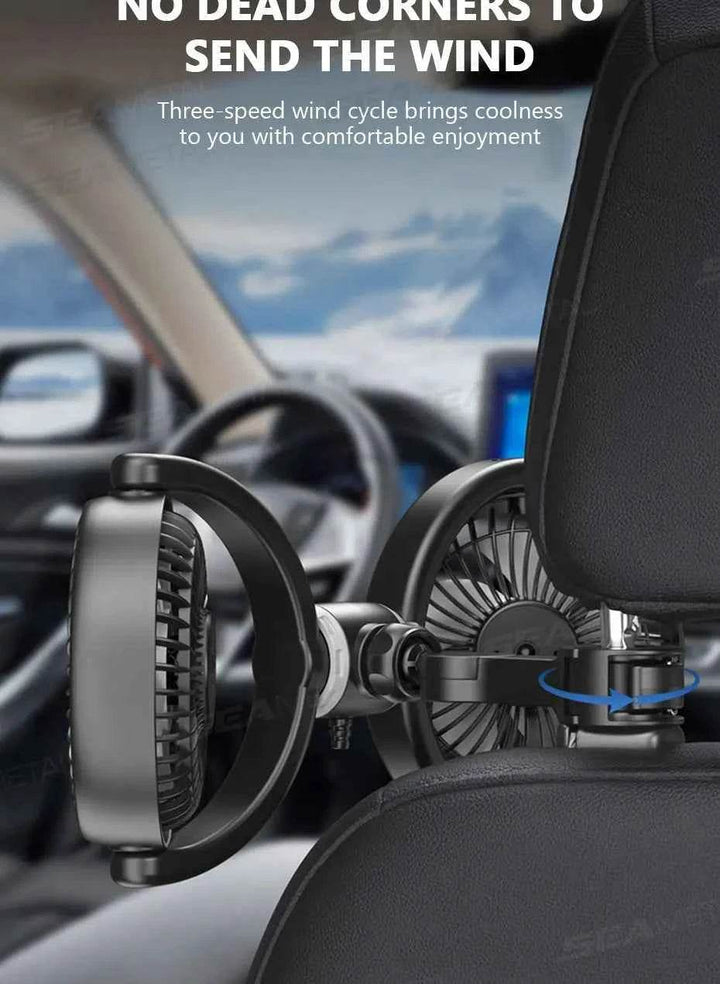 Car Headrest Cooling Fan - SEAMETAL Dual-Head USB - Carmodza.com