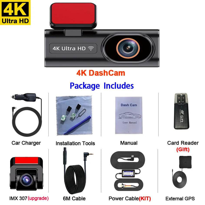 4K WiFi GPS Dash Cam with App Control & Night Vision - Carmodza.com