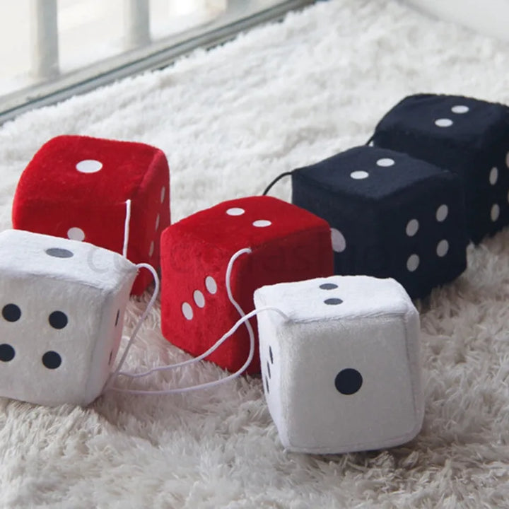 Dice Car Pendant: Velvet Plush Hanging Ornament New Year Gift - Carmodza.com