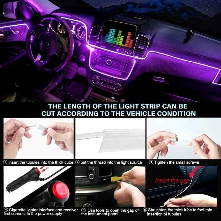 LED Car Interior Lights | RGB Fiber Optic Ambient Strip Kit - Carmodza.com