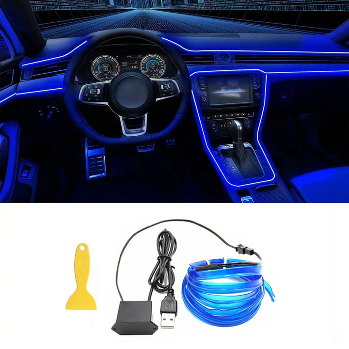 Car Interior LED Strip Light – 5M USB Flexible Neon Atmosphere Light for Auto DIY - Carmodza.com
