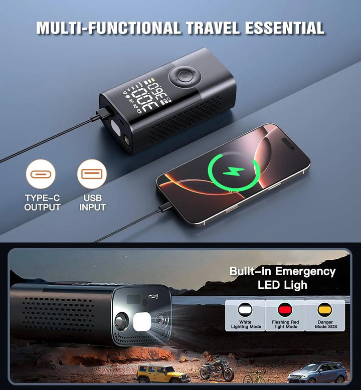Portable Cordless Air Compressor Inflator with Digital Gauge - Carmodza.com