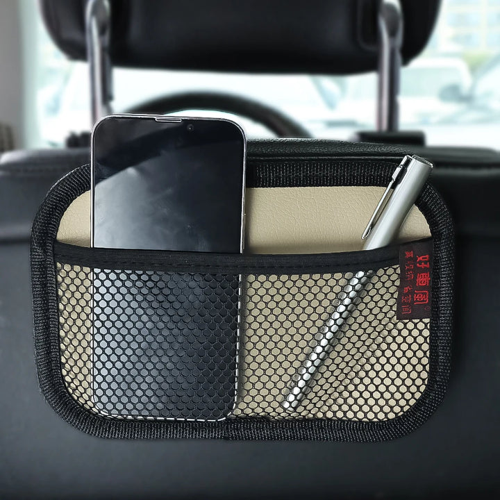 Car Leather Mesh Storage Bag for Phones, Coins & Keys | Car Interior Organizer - Carmodza.com