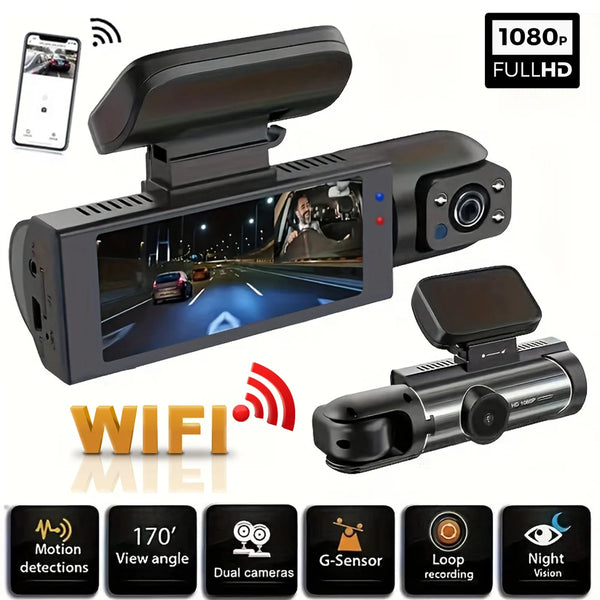 Dual Lens Car Dash Cam 1080P WiFi - Carmodza - Carmodza.com