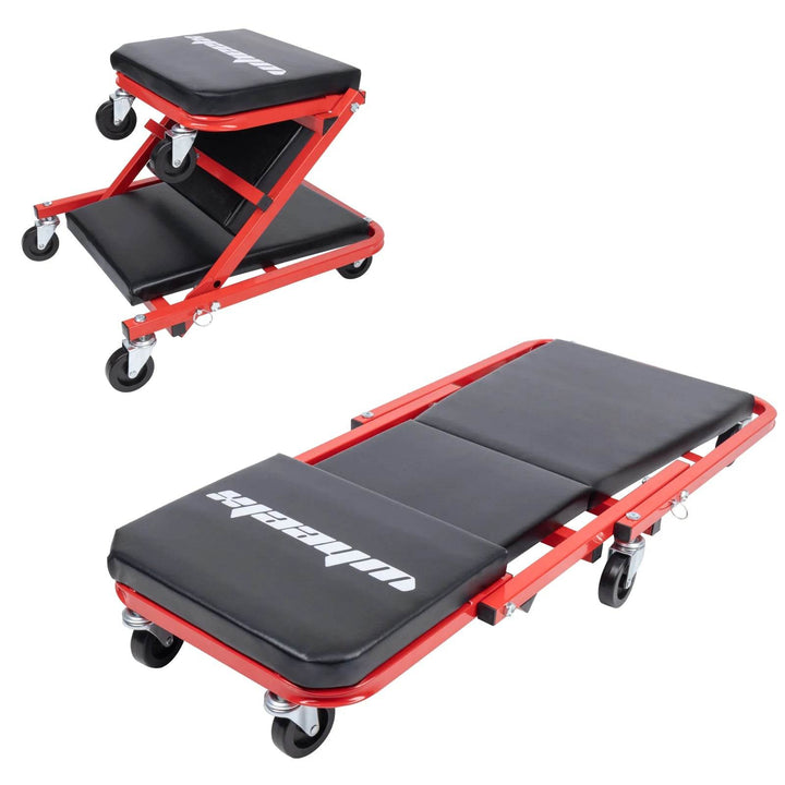 3-in-1 Folding Mechanic Creeper Seat & Stool for Garage - Carmodza.com