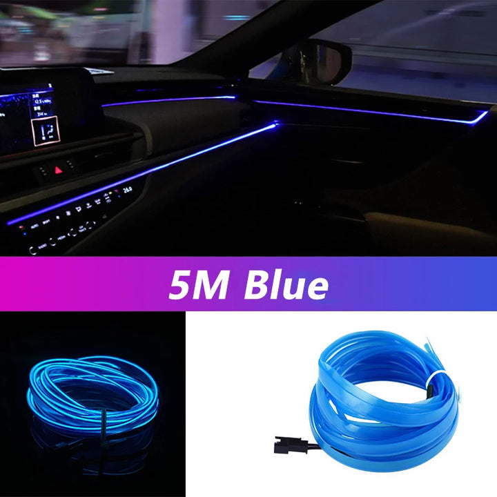 Car Interior LED Strip Light – 5M USB Flexible Neon Atmosphere Light for Auto DIY - Carmodza.com