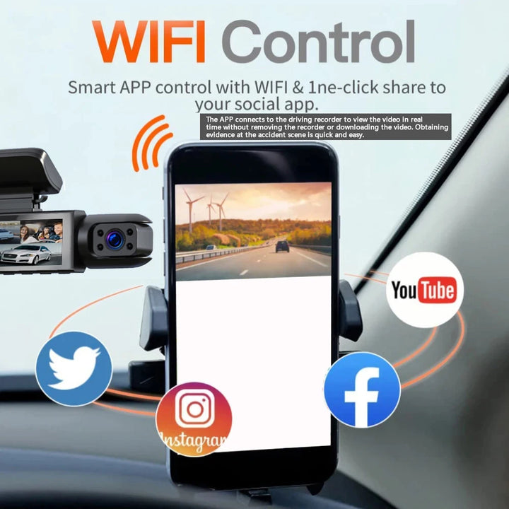 Dual Lens Car Dash Cam 1080P WiFi - Carmodza - Carmodza.com