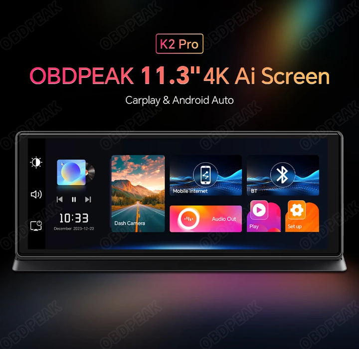 4K Wireless Carplay Android Auto Car DVR Dash Cam - Carmodza.com