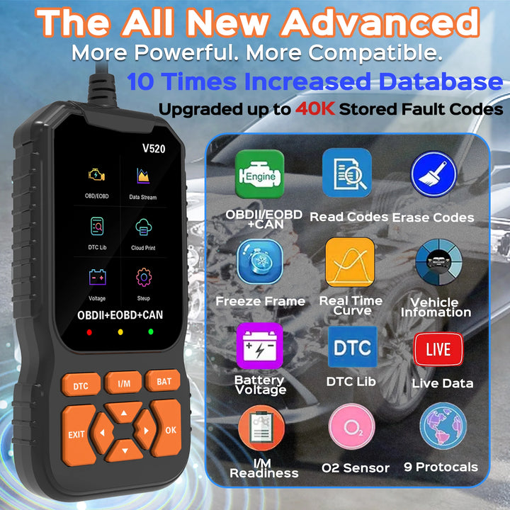 Car Code Reader V520 OBD2 Scanner Diagnostic Tool - Pro Version - Carmodza.com