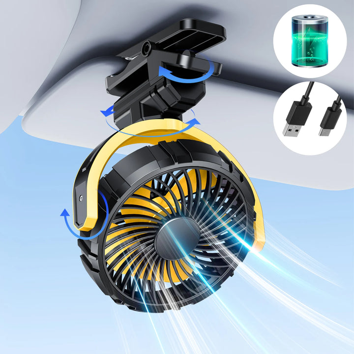 Portable Car Clip-on Fan | Eary USB Rechargeable Mini Cooler - Carmodza.com
