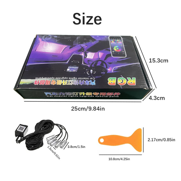 LED Car Interior Lights | RGB Fiber Optic Ambient Strip Kit - Carmodza.com