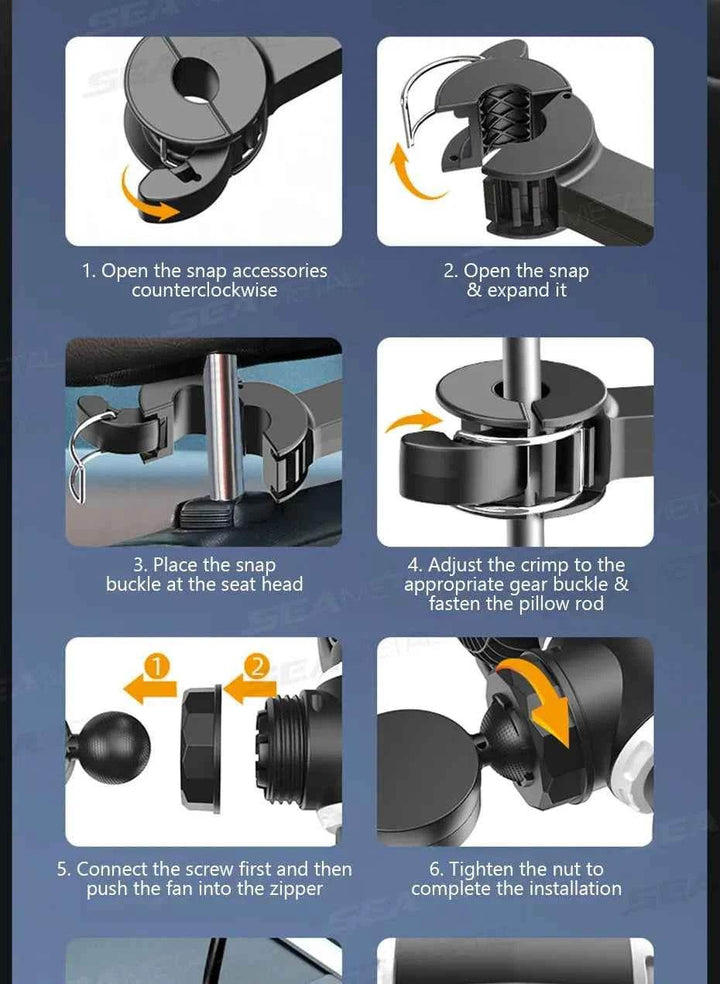 Car Headrest Cooling Fan - SEAMETAL Dual-Head USB - Carmodza.com