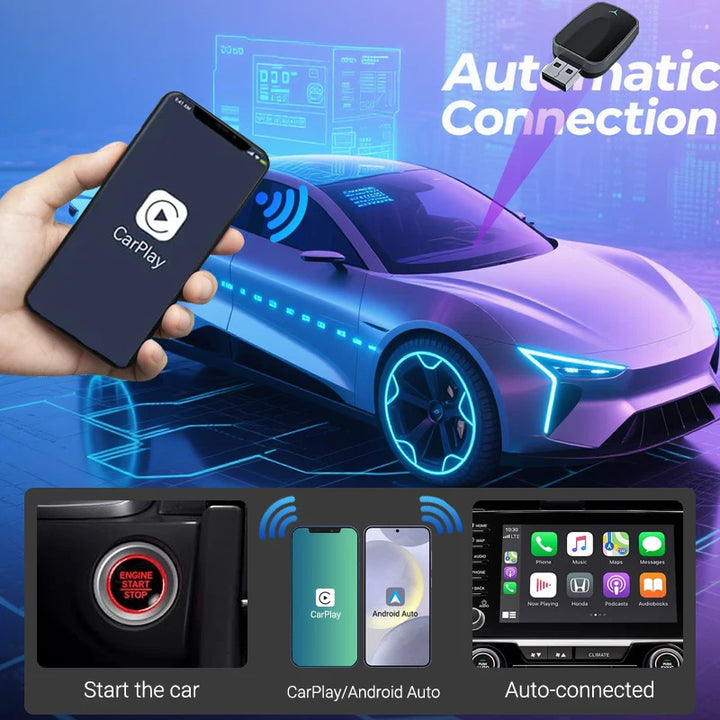 Wireless CarPlay Android Auto Adapter | 2-in-1 USB Dongle - Carmodza.com