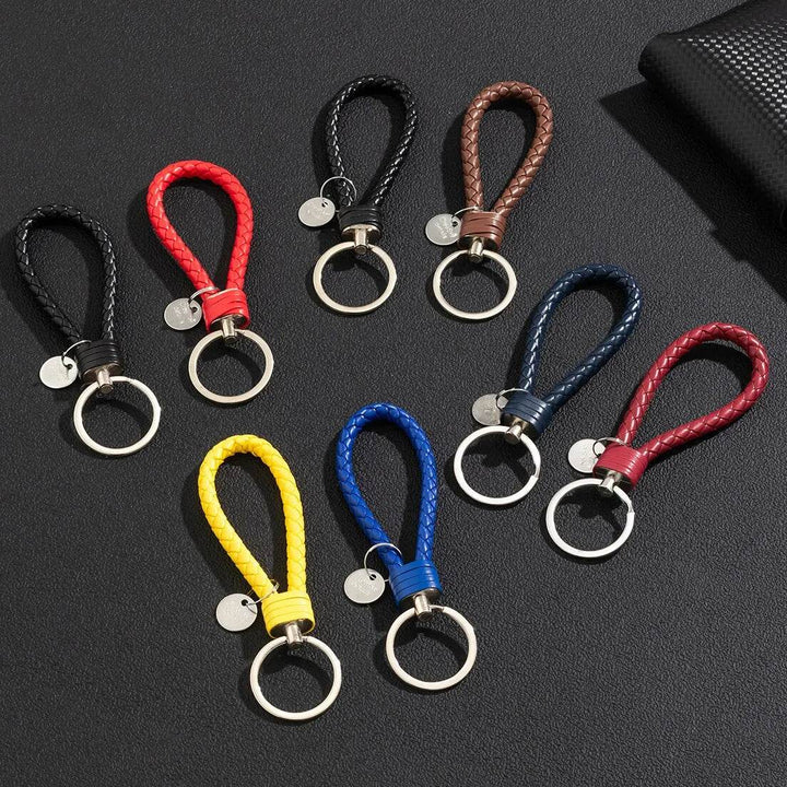 Braided Leather Car Keychain | Stylish Woven Rope Keyring - Carmodza.com