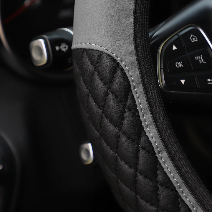 Leather Car Cover Set - 3pc Quilted Crown & Diamond Accent - Carmodza.com