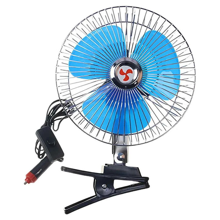 8 Inch Air Cooling Fan 12V/24V 15W Electric Car Oscillating Fan Low Noise Summer Cooling Fan Rotation Adjustable Clip-On Car Fan
