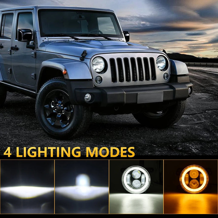Wrangler LED Fog Lights with Halo DRL & Turn Signal - Carmodza.com