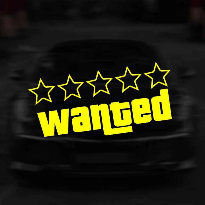 Wanted Pentagram Car Sticker | 5-Star Vinyl Decal for Car