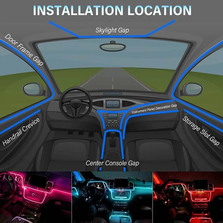 LED Car Interior Lights | RGB Fiber Optic Ambient Strip Kit - Carmodza.com