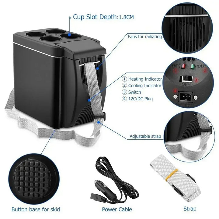 Portable Car Freezer Cooler 6L | 12V Mini Electric Fridge - Carmodza.com