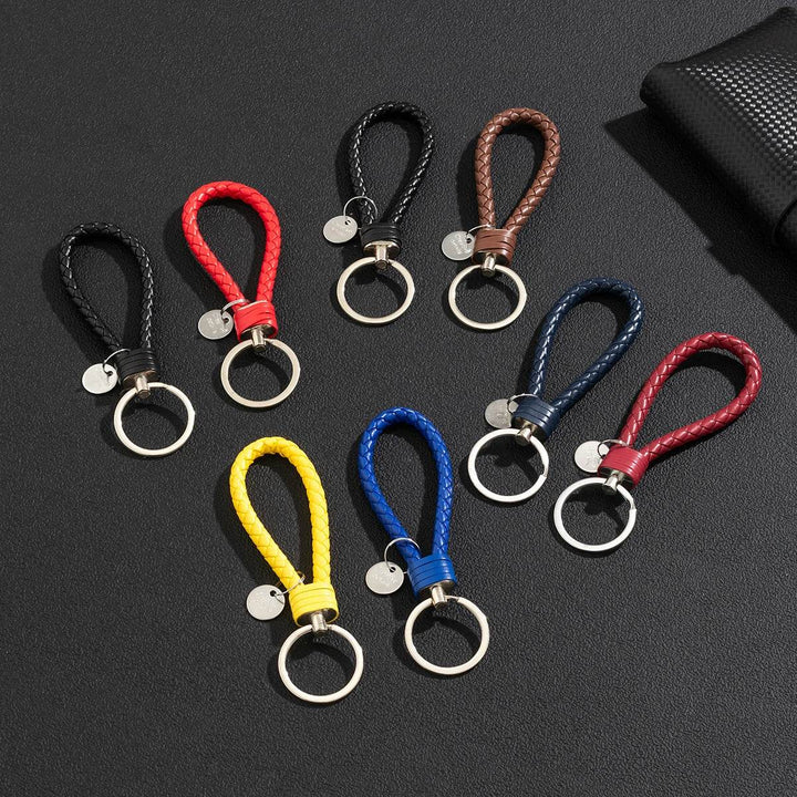 Braided Leather Car Keychain | Stylish Woven Rope Keyring - Carmodza.com