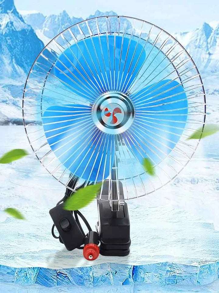 8 Inch Air Cooling Fan 12V/24V 15W Electric Car Oscillating Fan Low Noise Summer Cooling Fan Rotation Adjustable Clip-On Car Fan