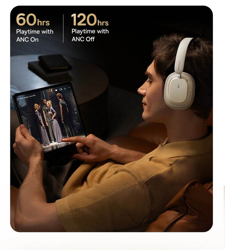 Baseus Wireless Noise Canceling Headphones - 120H Playtime - Carmodza.com