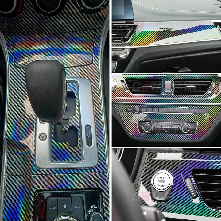 Holographic Carbon Fiber Vinyl Wrap | Glossy Car Sticker Film - Carmodza.com