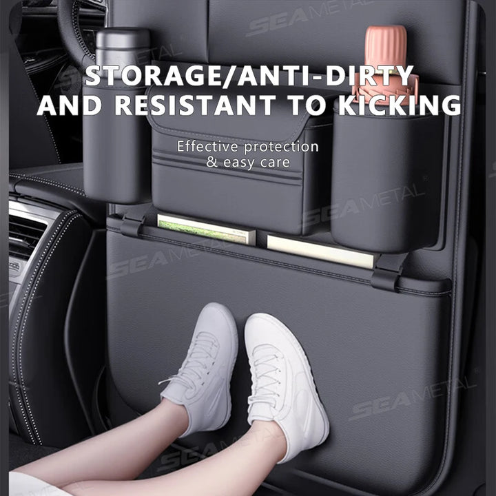 6-Pocket Car Seat Back Storage Bag – PU Leather Organizer - Carmodza.com