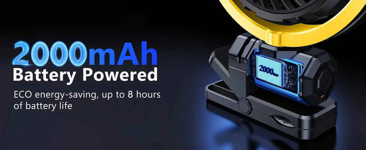 Eary Portable Car Clip on Fan 2000mAh Battery Powerful 3 Speed Quiet 900°Rotate USB Rechargeable Mini Cooler Fan Car Electronic