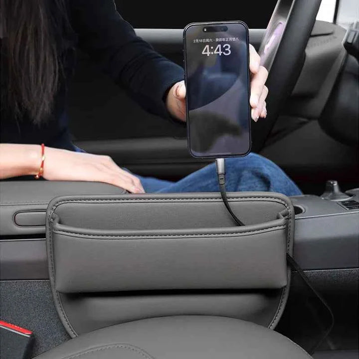 Car Seat Gap Storage Box – Leather Organizer for Extra Space - Carmodza.com