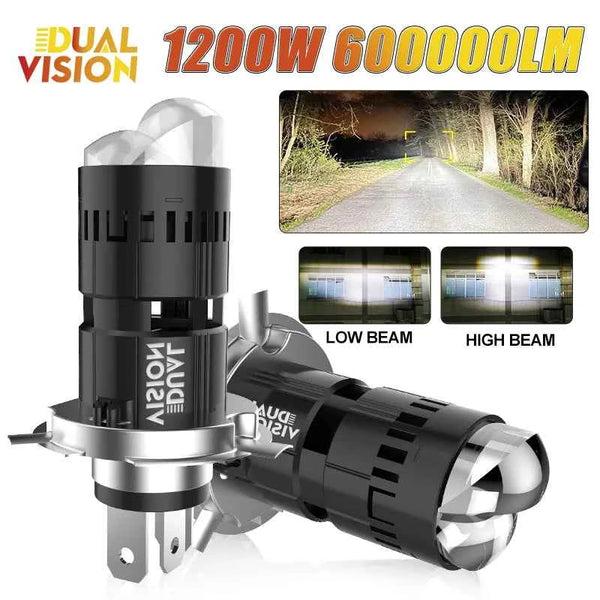 H4 Bi Mini LED Projector Lens LHD RHD Car Bulbs  Hi/Low Beam Auto Headlight 1200W 600000LM Turbo Lamps Dual Motorcycle Plug&Play